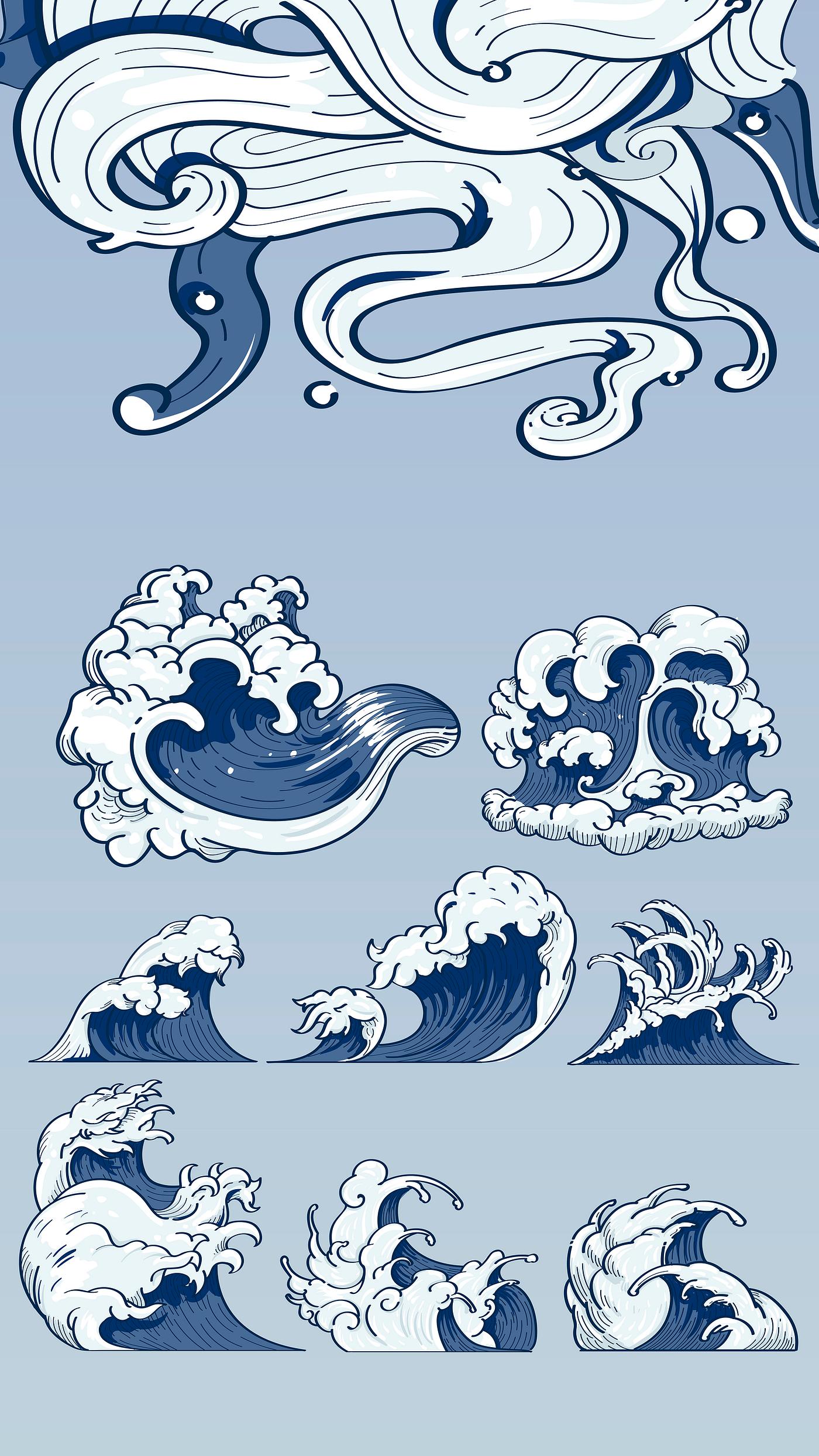 Japanese wave art doodles | Royalty free vector - 843143