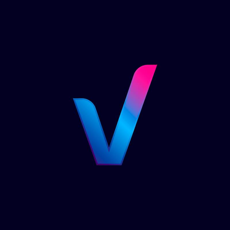 Colorful modern font letter V