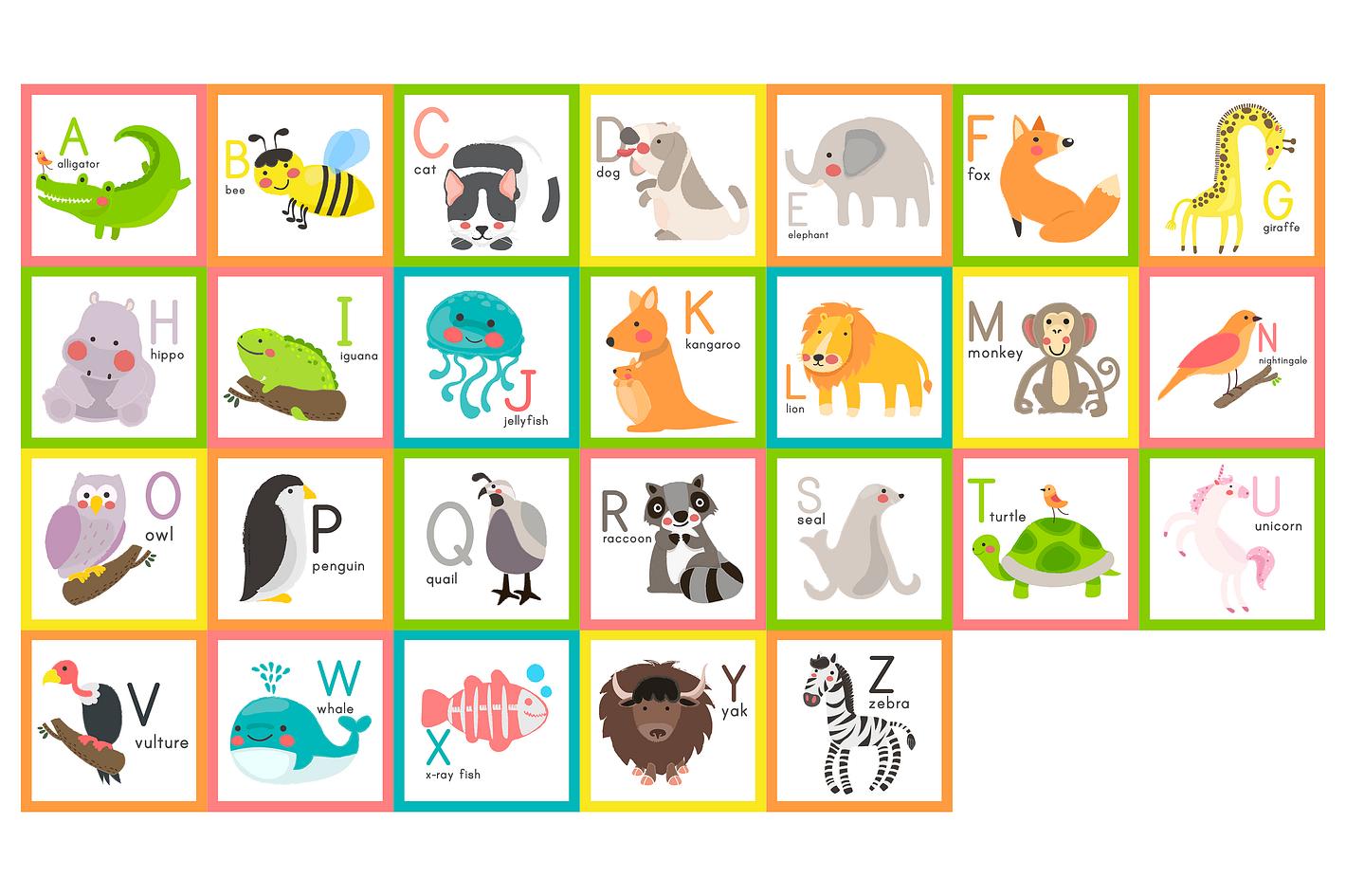 Illustration of alphabet animals design ID 44825