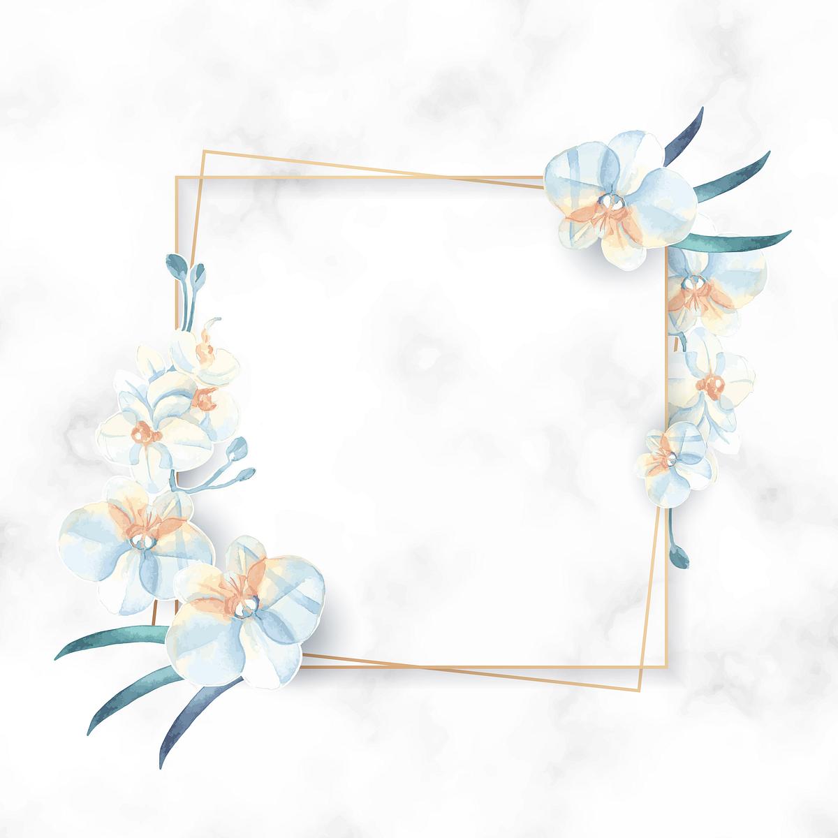 Blooming flower square frame | Royalty free stock vector ...