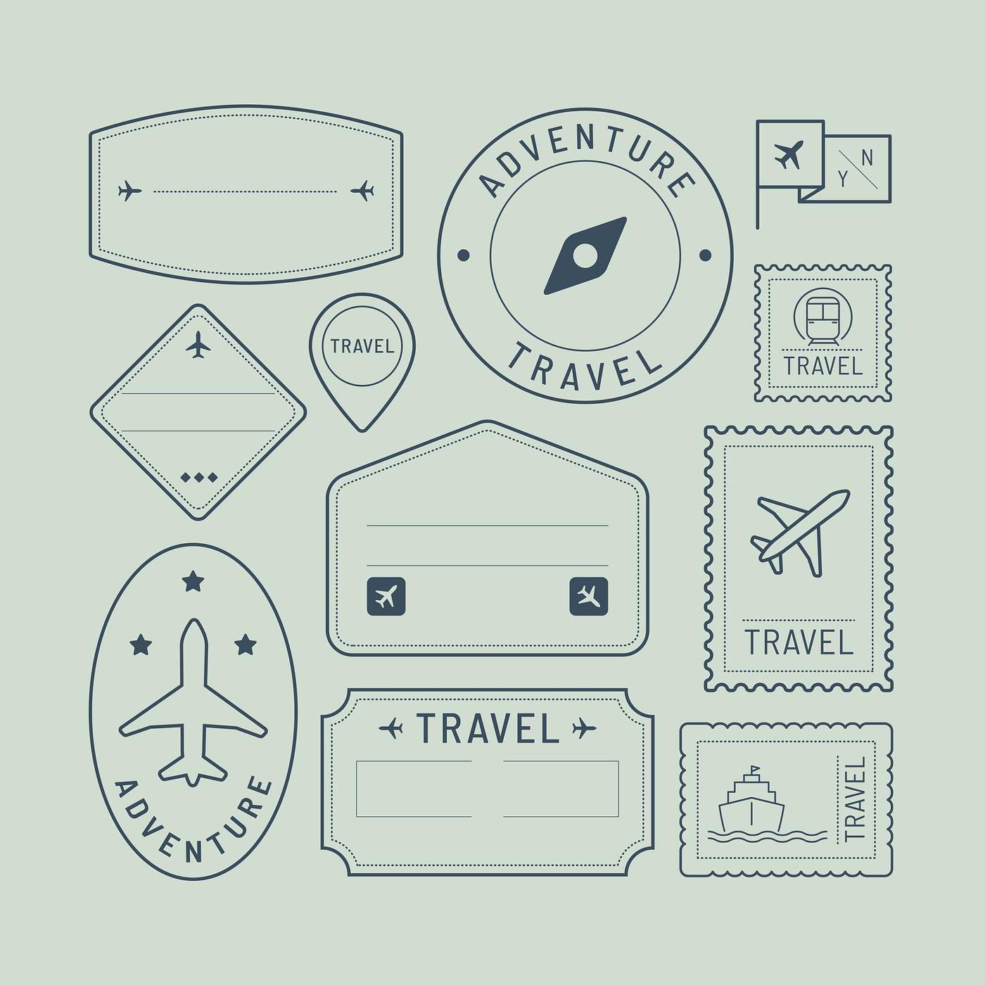 Travel icons and badges illustration | Royalty free vector - 1229271