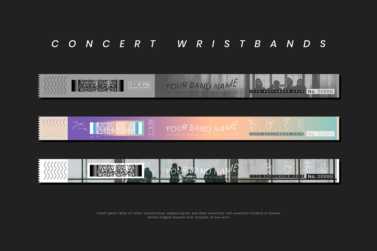 Download Concert wristband designs | Royalty free vector - 1206794