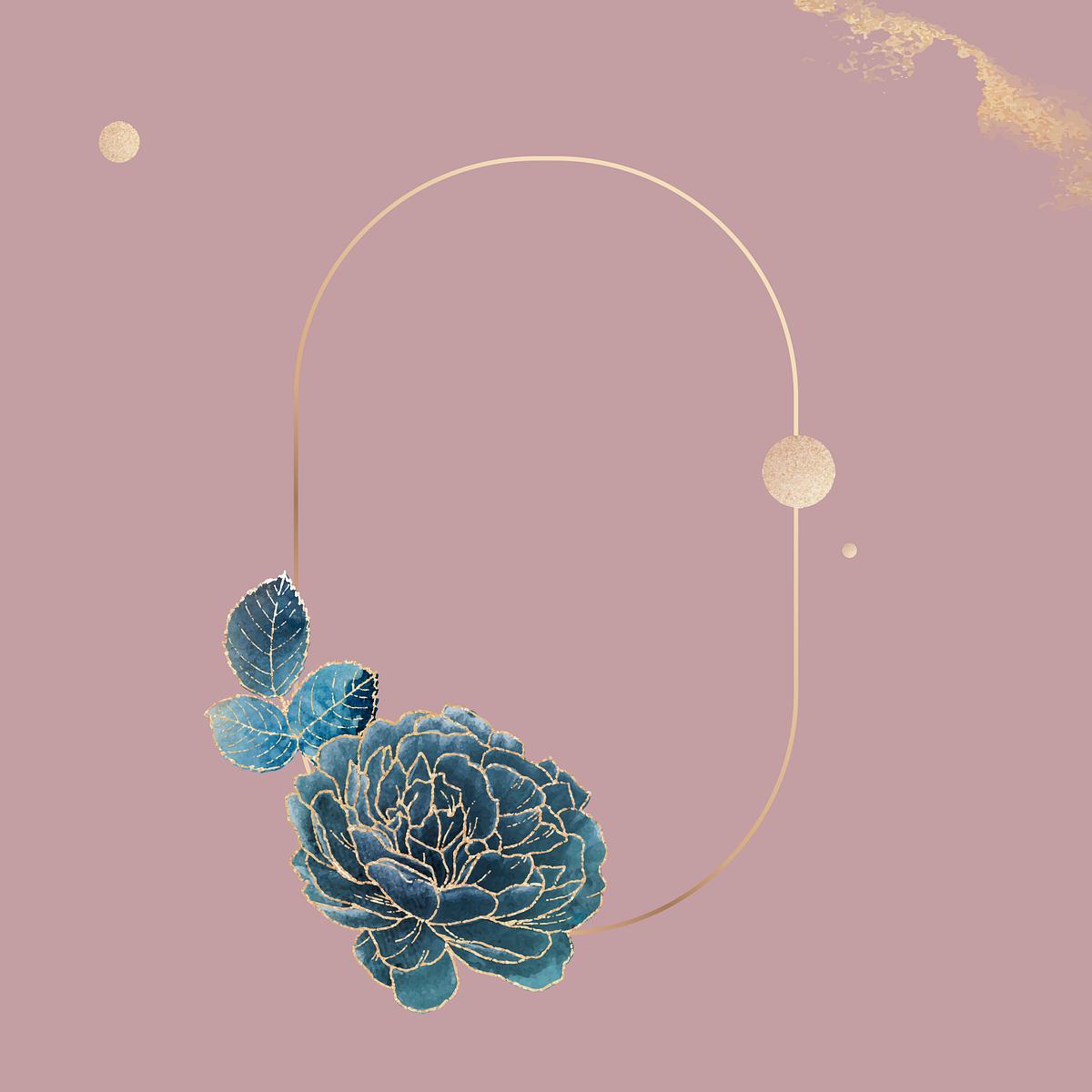 Blank pink oval floral card Premium Vector rawpixel
