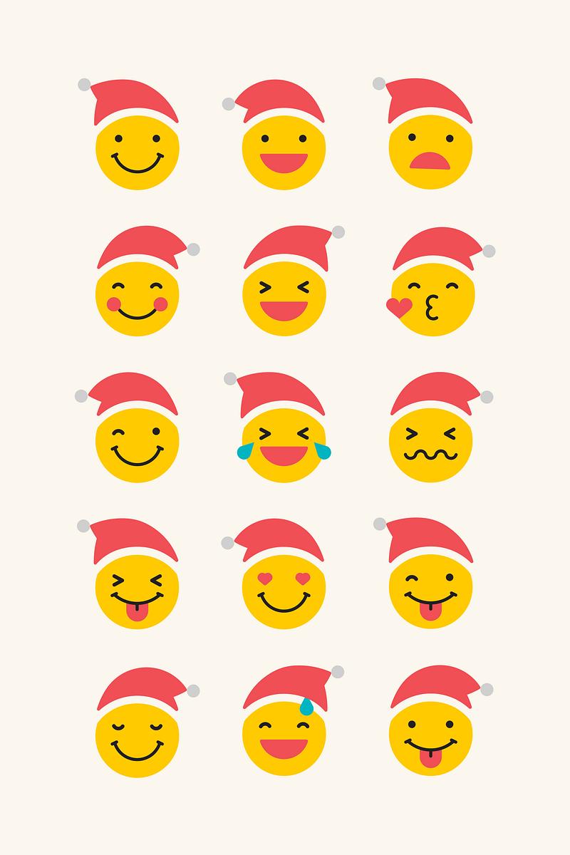Yellow Santa emoticon set illustration | Photo - rawpixel