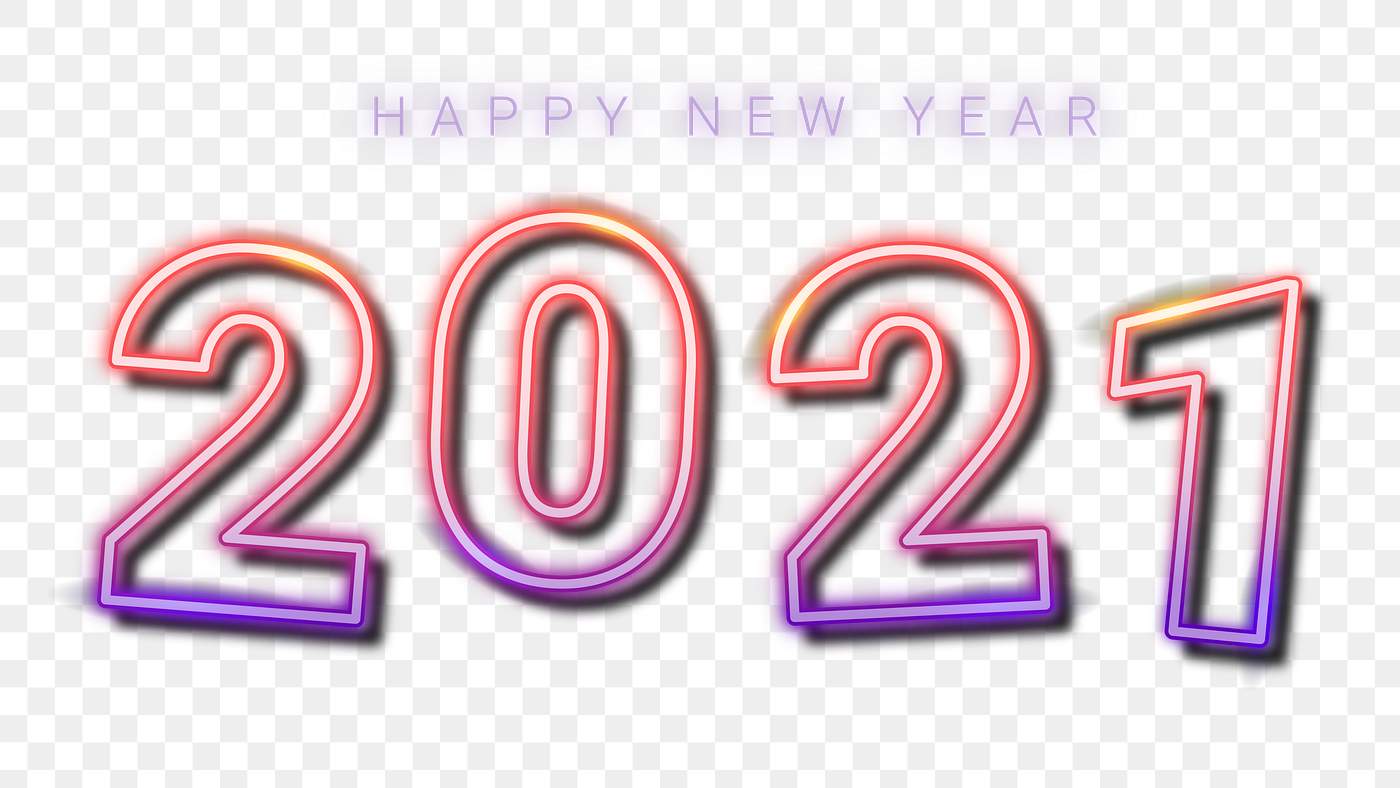 2021 Happy New Year gradient neon png | Royalty free stock transparent