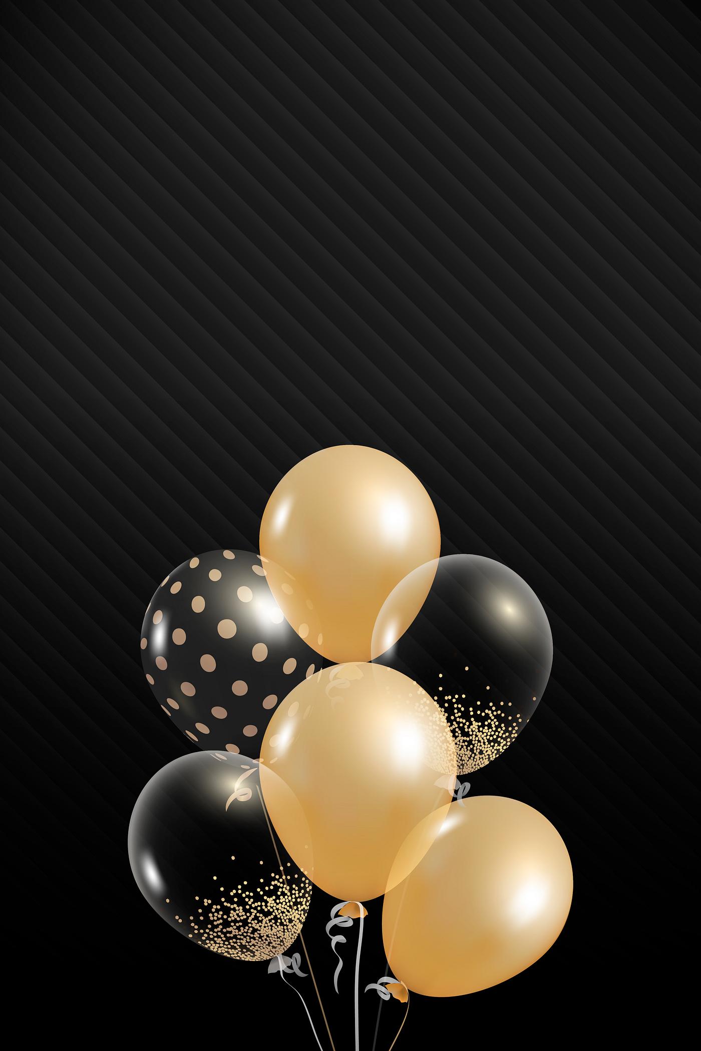 Balloons rawpixel kappy golden kaynak Black and gold balloons banner vector | Free vector - 2029464