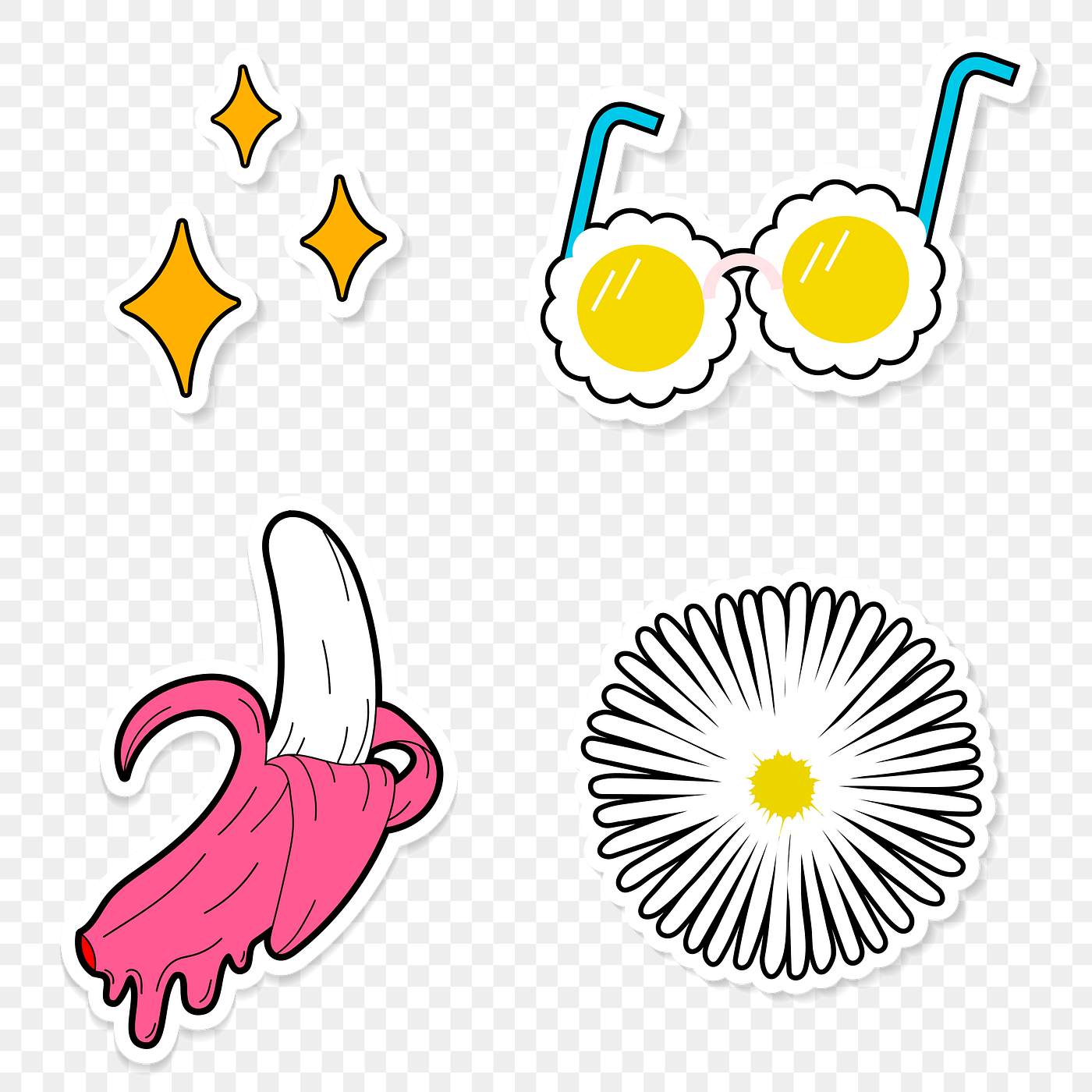 Funky stickers set png | Royalty free stock transparent png - 2035073