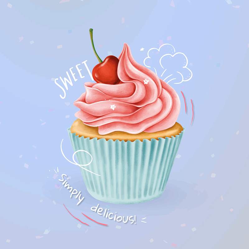 Cherry cupcake drawing