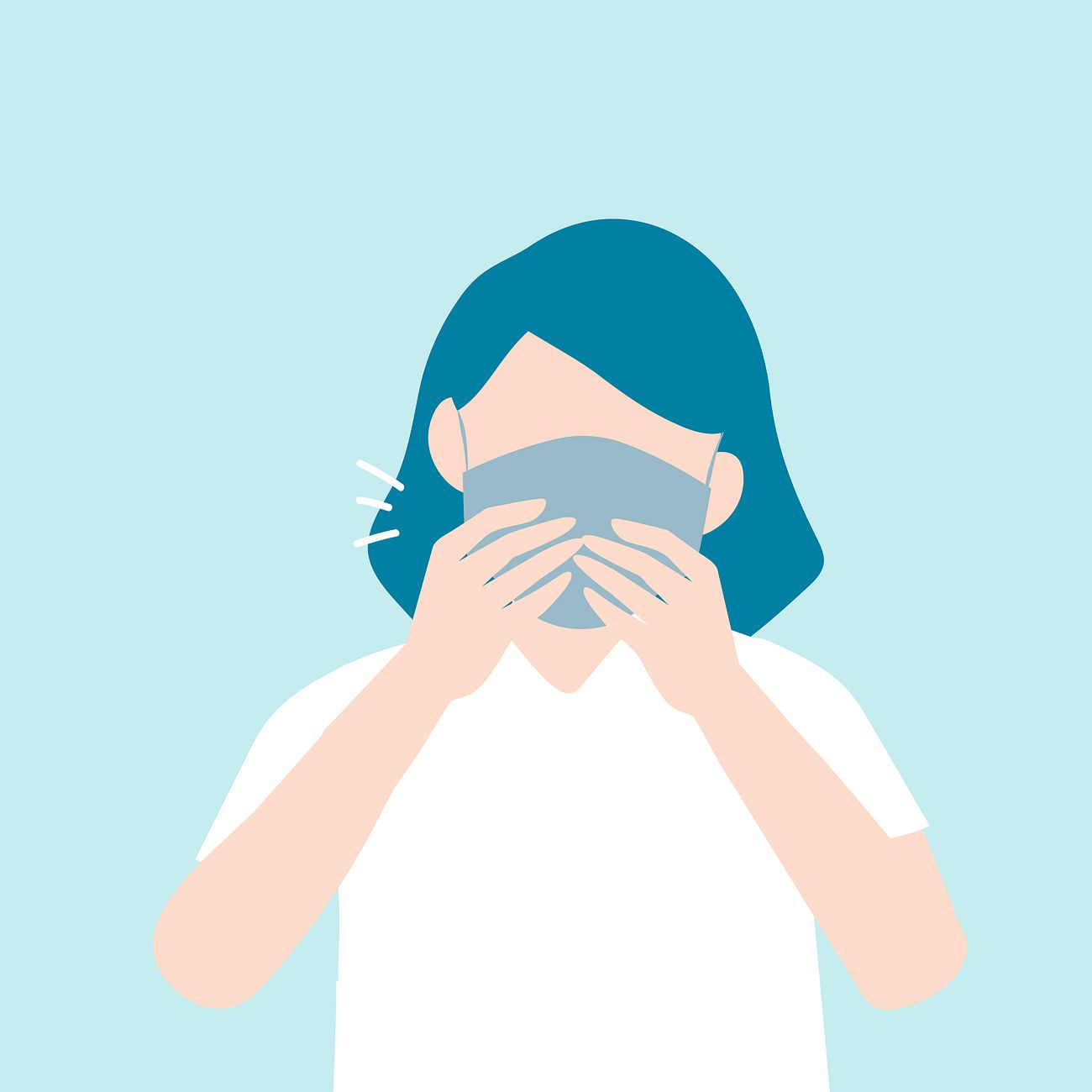 Download Coughing woman with a mask covid-19 awareness vector | Free vector - 2292140