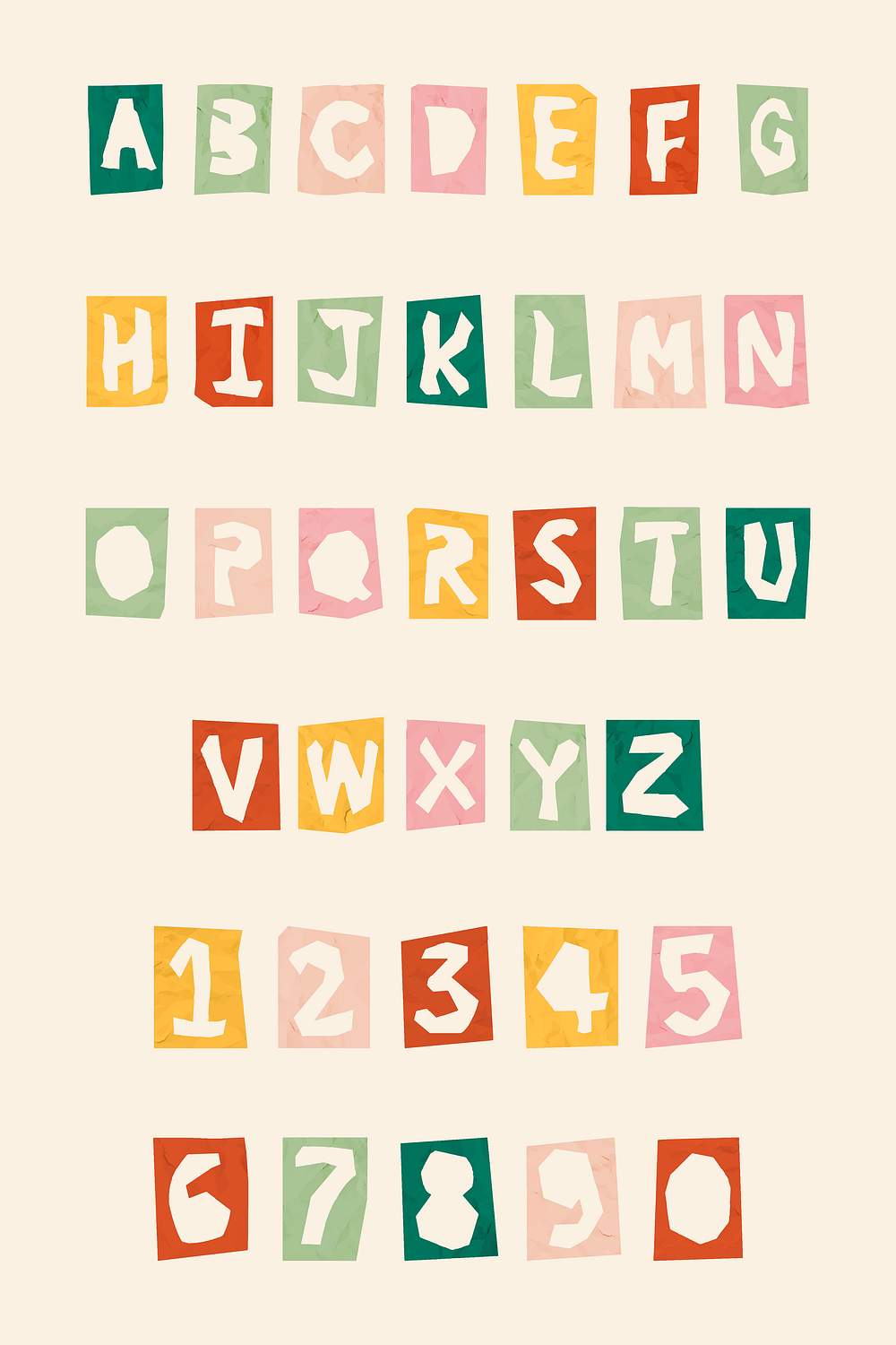 Paper cut alphabet and number | Free Vector - rawpixel