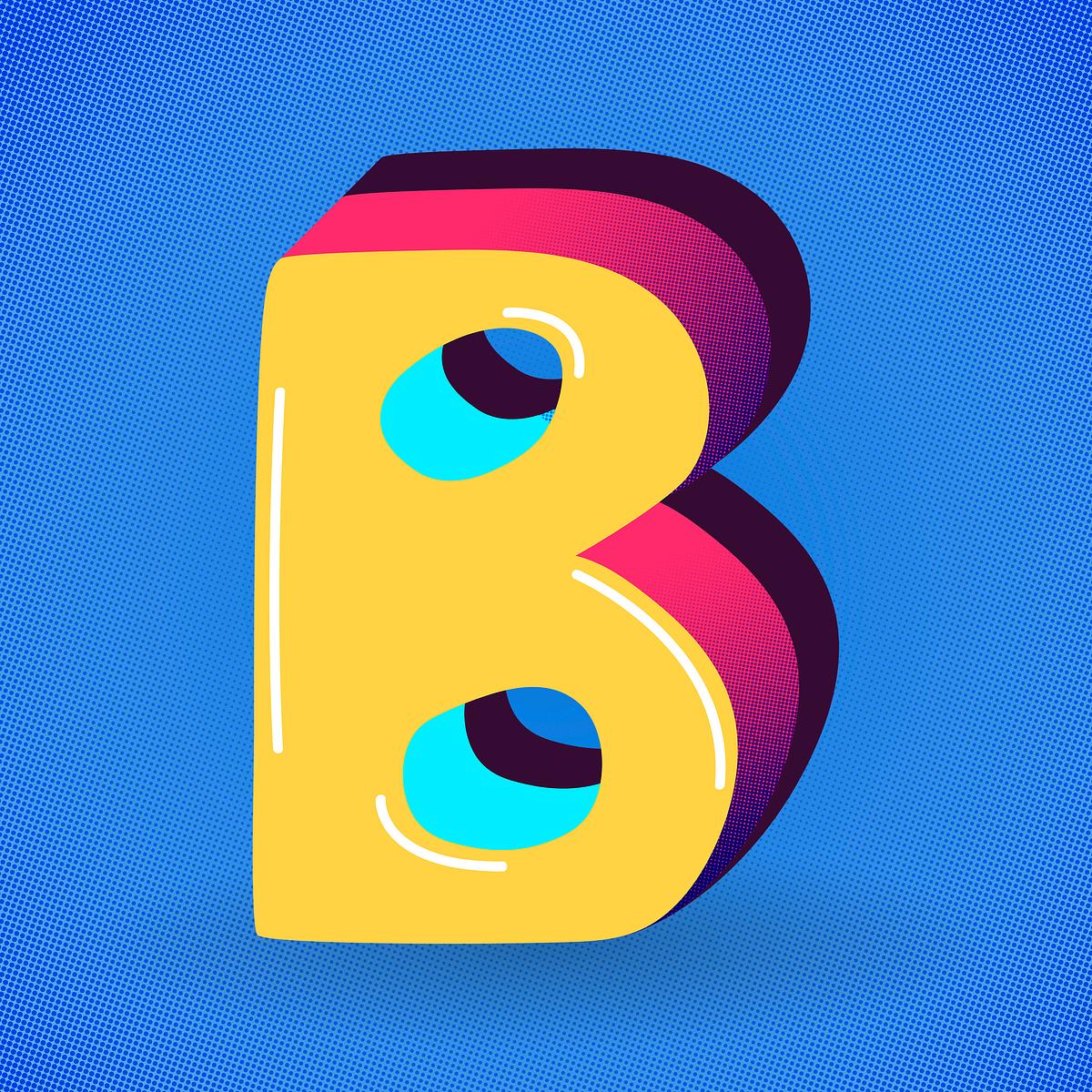 Letter B yellow funky psd | Free PSD - rawpixel