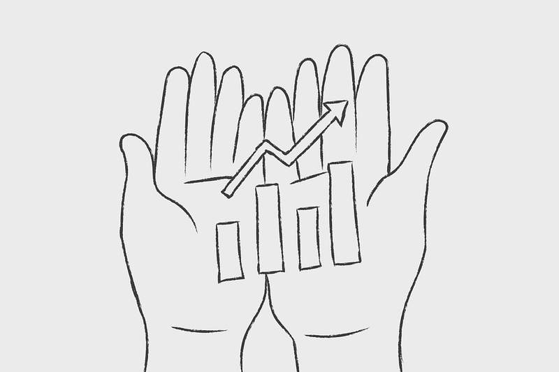 PBS-business doodle vector growth graph on hands represents positive changes in life