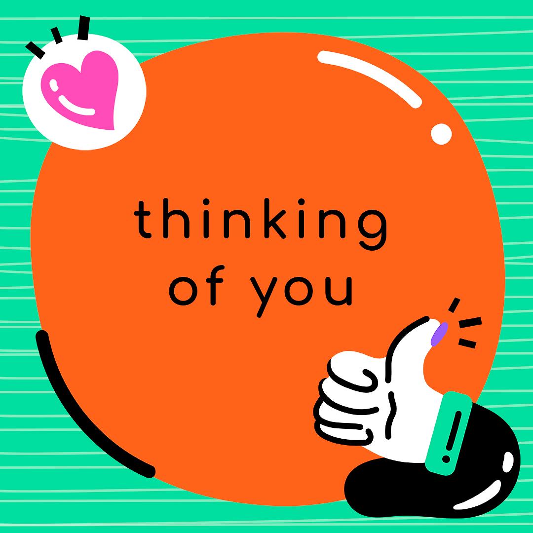 Thinking of you funky typography | Premium PSD Template - rawpixel