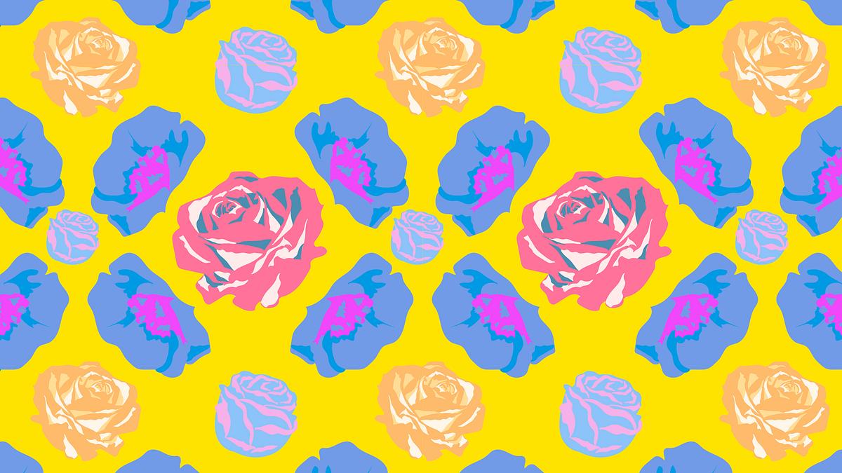 Yellow spring floral pattern with roses | Free Photo - rawpixel